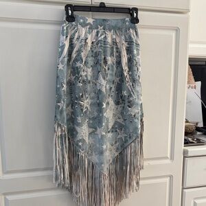 Asymmetrical Star Pattern Denim Skirt origami size PM